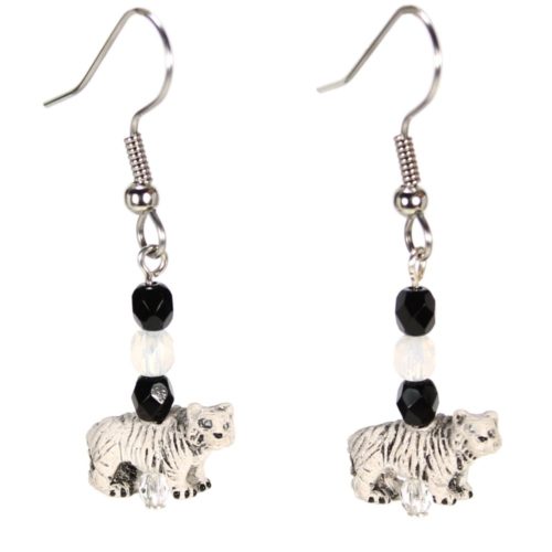 White Tiger Teeny Tiny Peruvian Ceramic Earrings