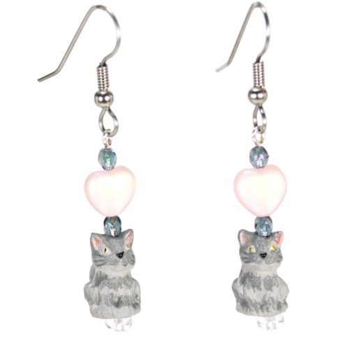 Gray Cat Teeny Tiny Peruvian Ceramic Earrings