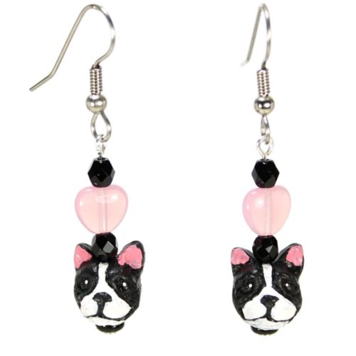 French Bulldog Face Teeny Tiny Peruvian Ceramic Earrings