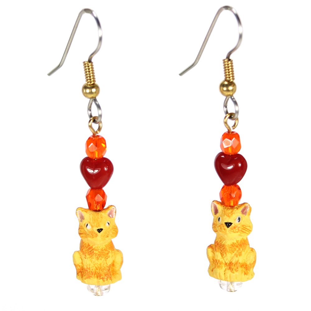 Orange Cat Teeny Tiny Peruvian Ceramic Earrings