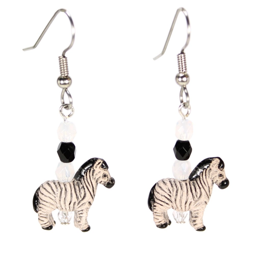 Zebra Teeny Tiny Peruvian Ceramic Earrings