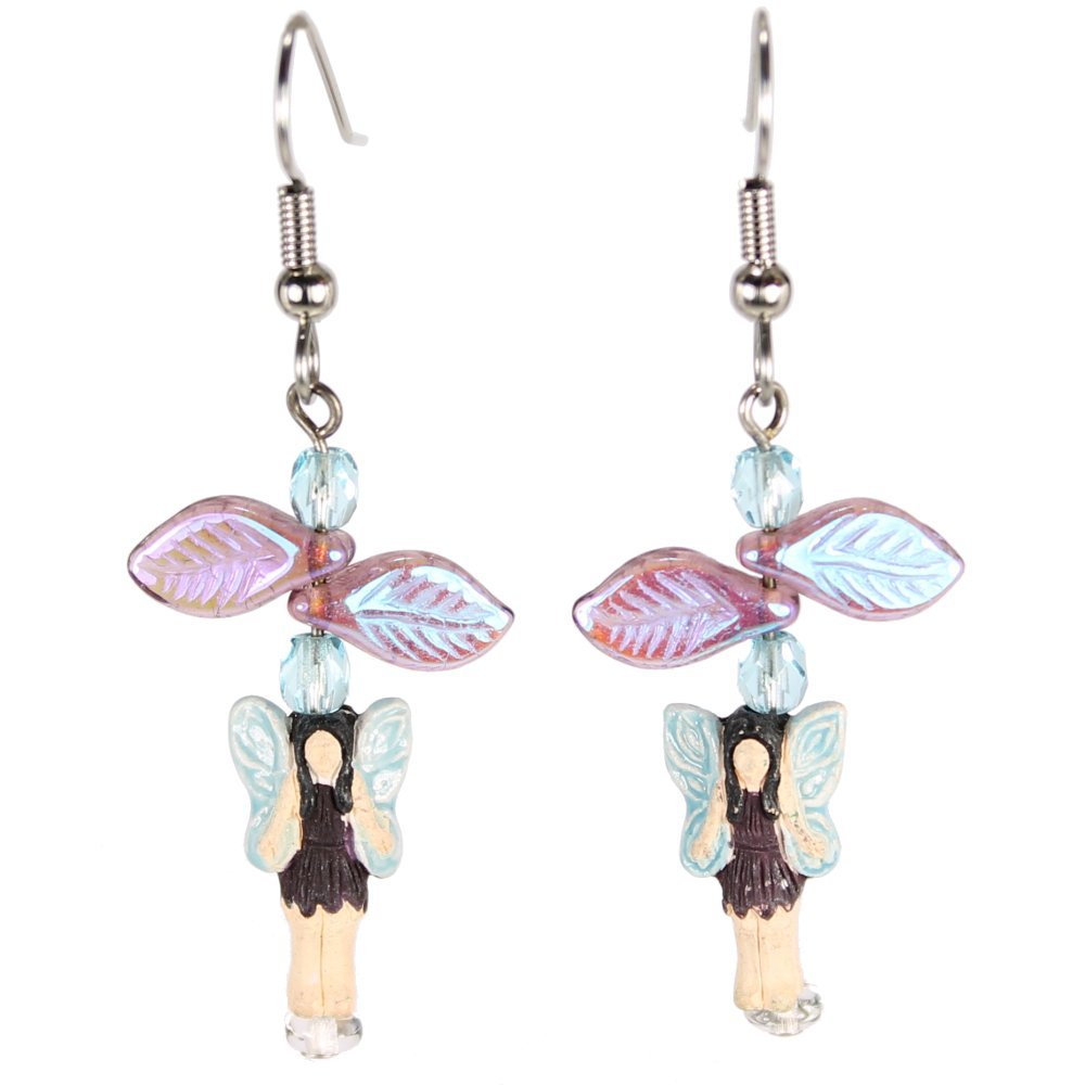 Blue Fairly (Light Skin) Teeny Tiny Peruvian Ceramic Earrings