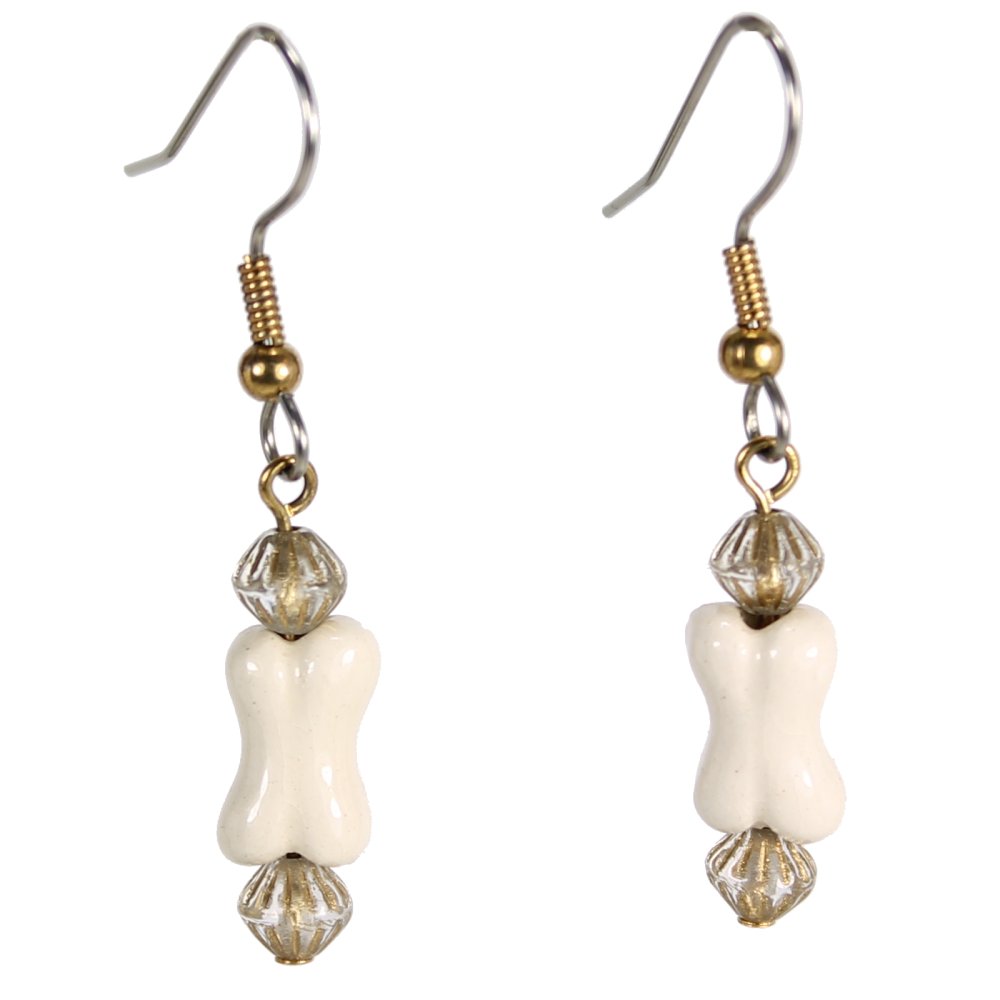 Bone Teeny Tiny Peruvian Ceramic Earrings