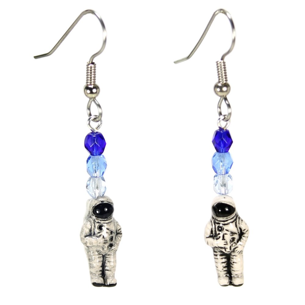 Astronaut Teeny Tiny Peruvian Ceramic Earrings