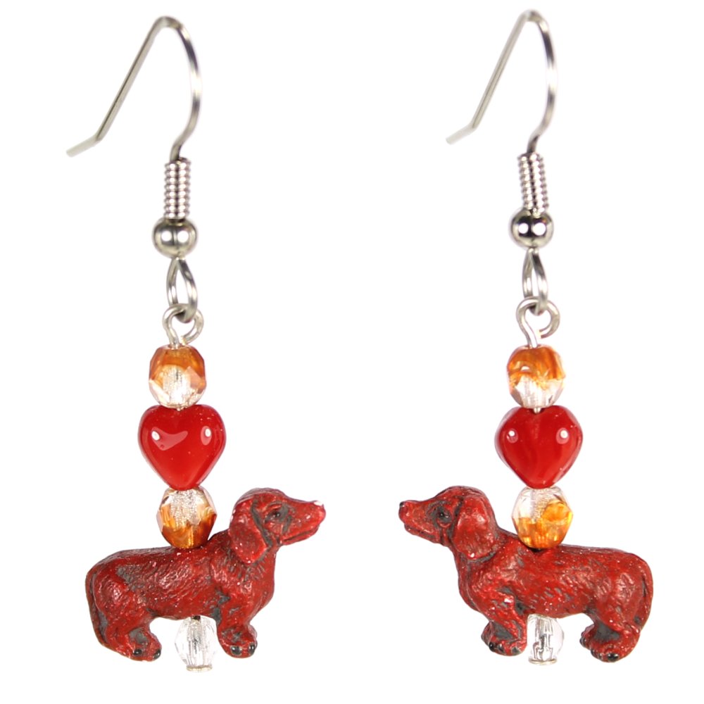 Dachshund (red) Teeny Tiny Peruvian Ceramic Earrings
