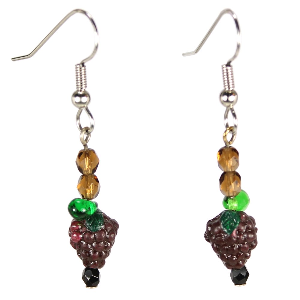 Purple Grape Teeny Tiny Peruvian Ceramic Earrings