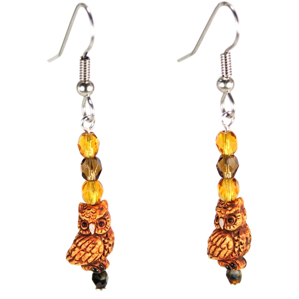 Owl Teeny Tiny Peruvian Ceramic Earrings