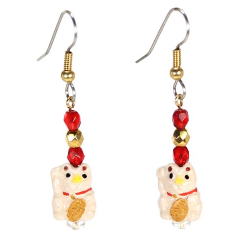 Lucky Cat Teeny Tiny Peruvian Ceramic Earrings
