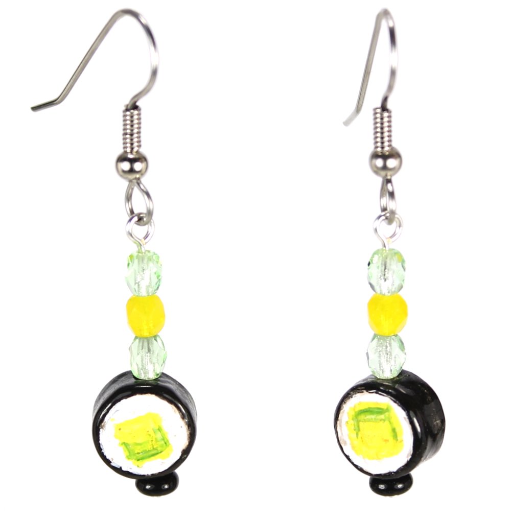 Sushi Roll Teeny Tiny Peruvian Ceramic Earrings
