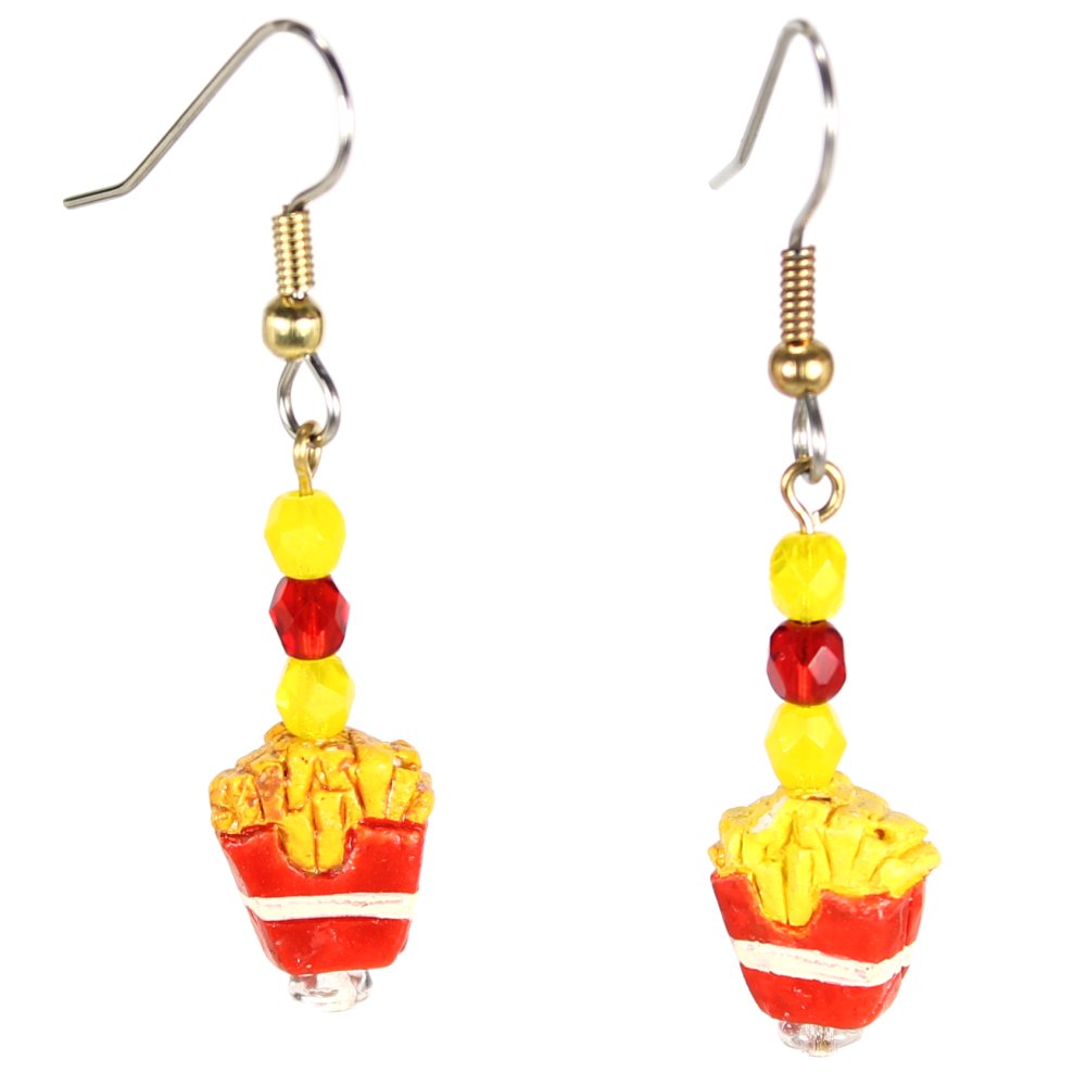 French Fries Teeny Tiny Peruvian Ceramic Earrings