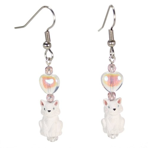 White Cat Teeny Tiny Peruvian Ceramic Earrings