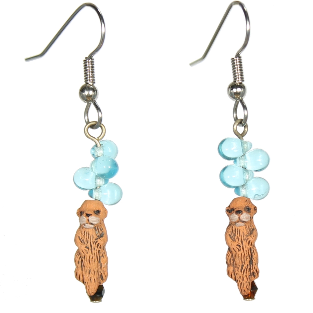 Sea Otter Teeny Tiny Peruvian Ceramic Earrings