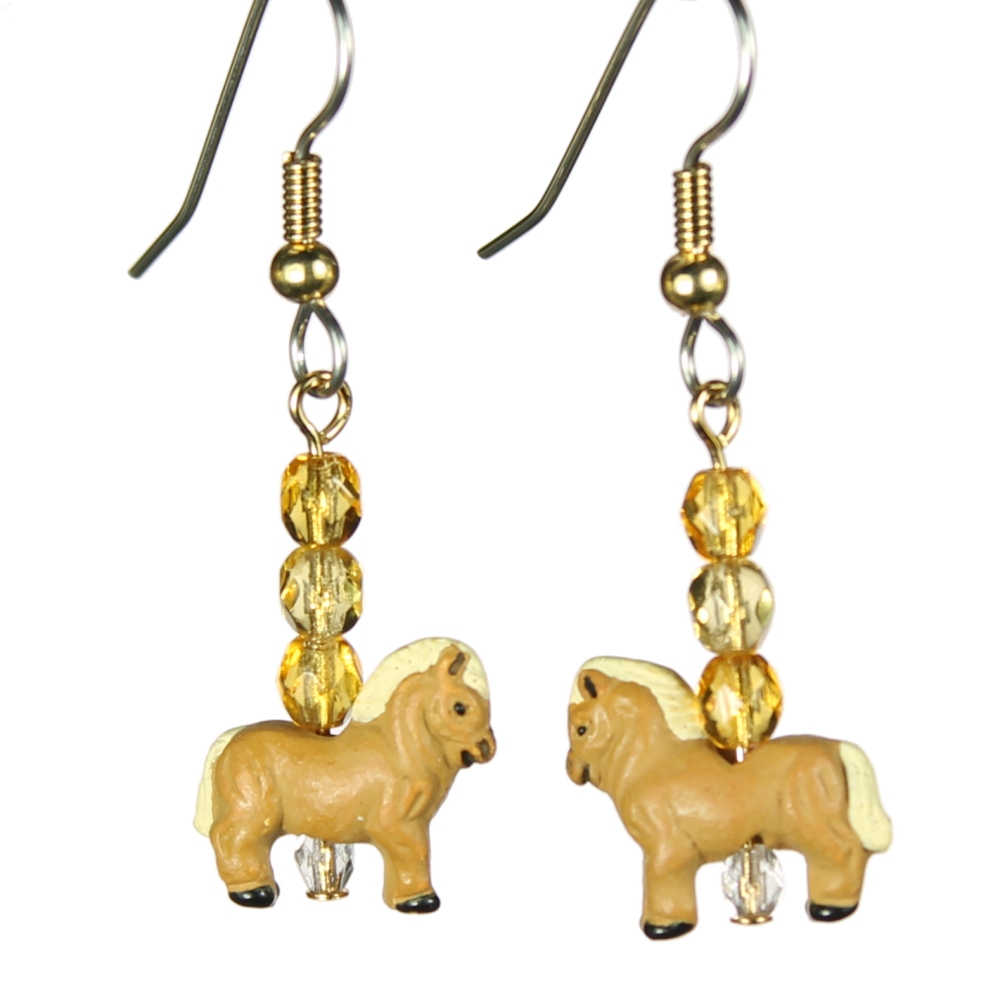 Golden Horse Teeny Tiny Peruvian Ceramic Earrings