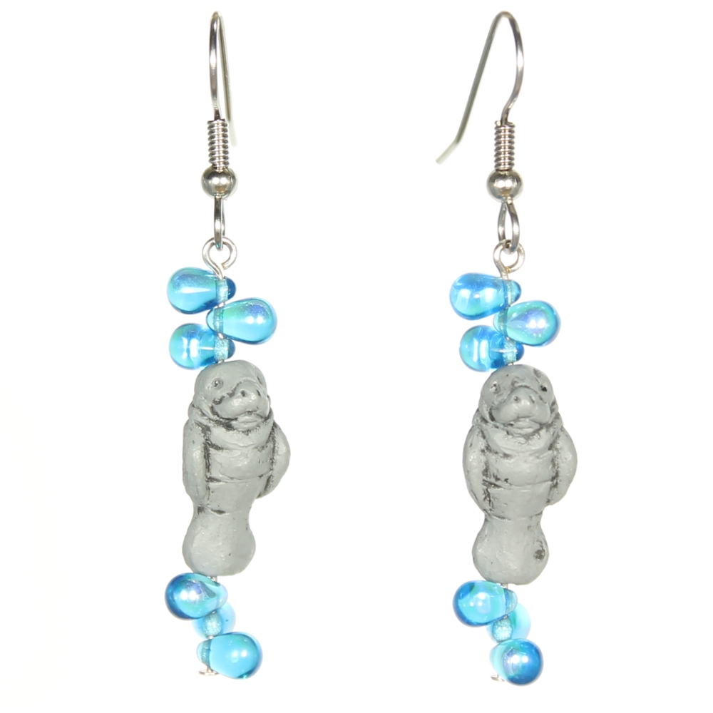 Manatee Teeny Tiny Peruvian Ceramic Earrings