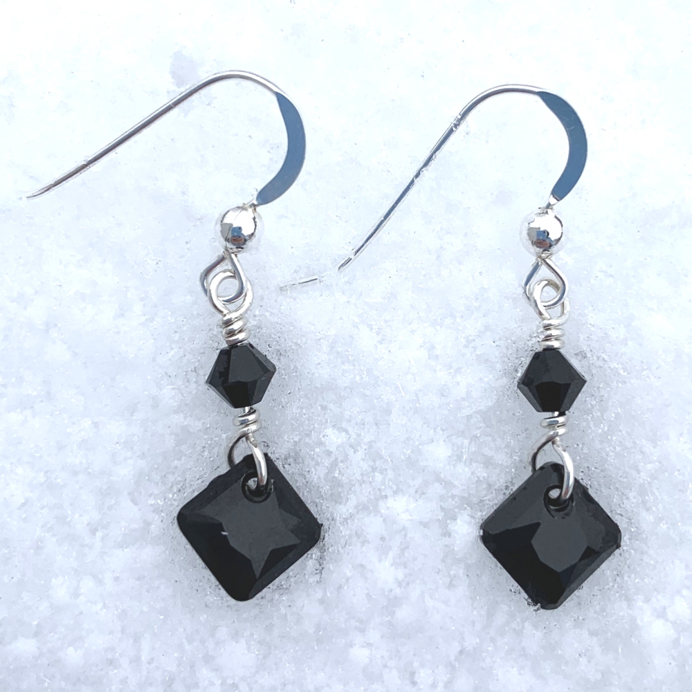 Jet Princess Drop Swarovski Crystal Earrings - Image 2