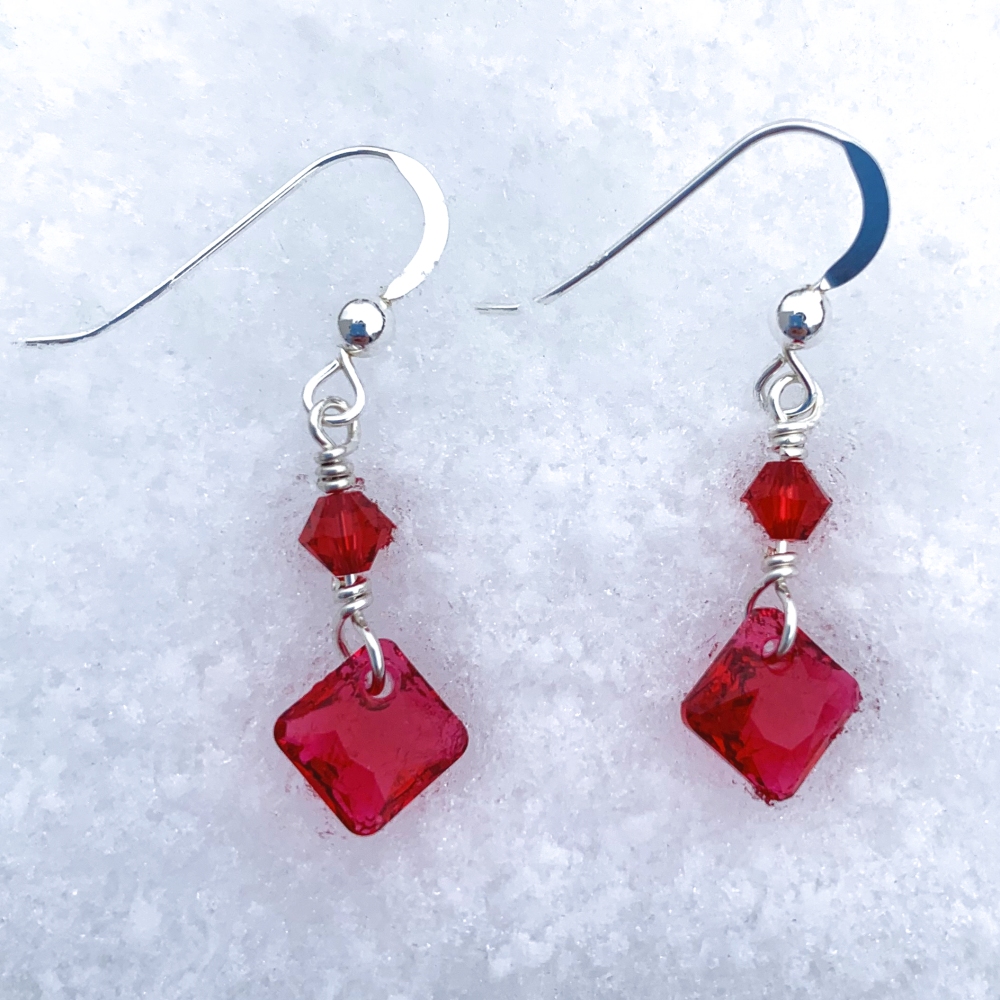 Scarlet Princess Drop Swarovski Crystal Earrings - Image 2
