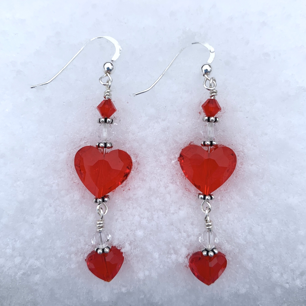 Lt. Siam Swarovski® Crystal Heart Dangle Earrings - Image 2