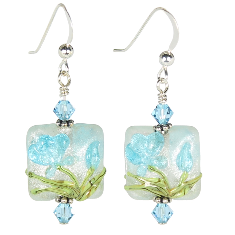 Maya Blue Flower Pillow Earrings