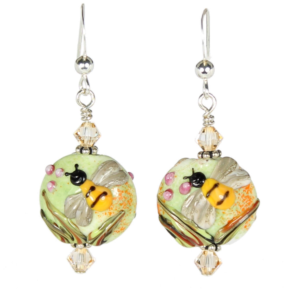 Bumble Bee Garden Lentil Earrings