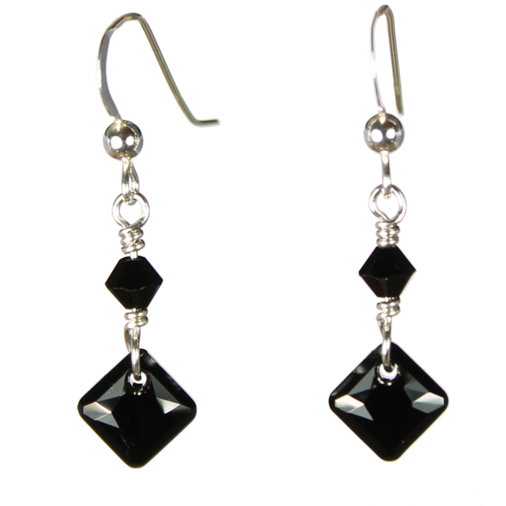 Jet Princess Drop Swarovski Crystal Earrings