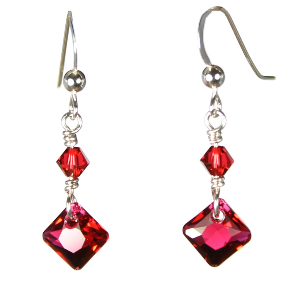 Scarlet Princess Drop Swarovski Crystal Earrings