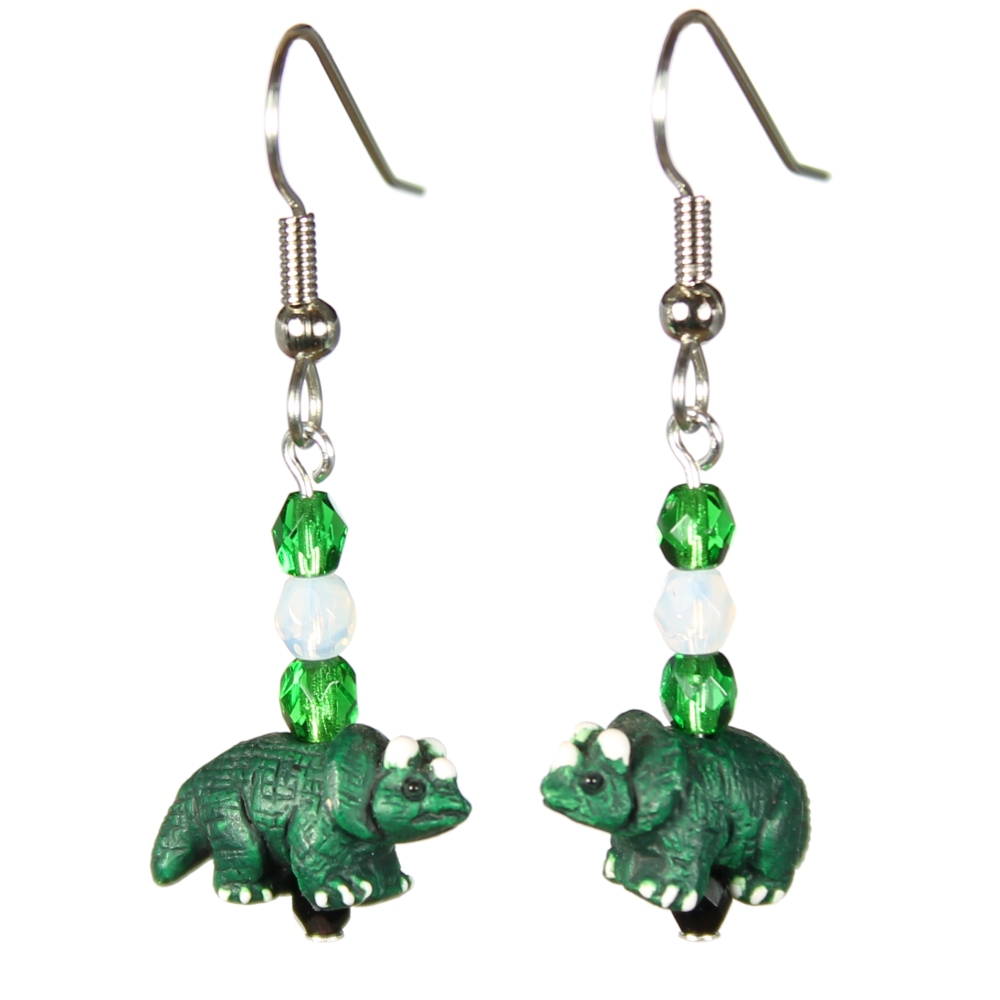 Triceratops Dinosaur Teeny Tiny Peruvian Ceramic Earrings