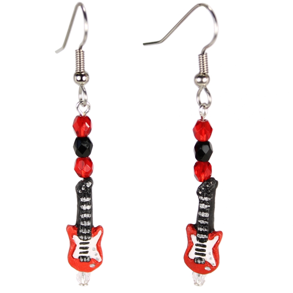 Electric Guitar Teeny Tiny Peruvian Ceramic Earrings