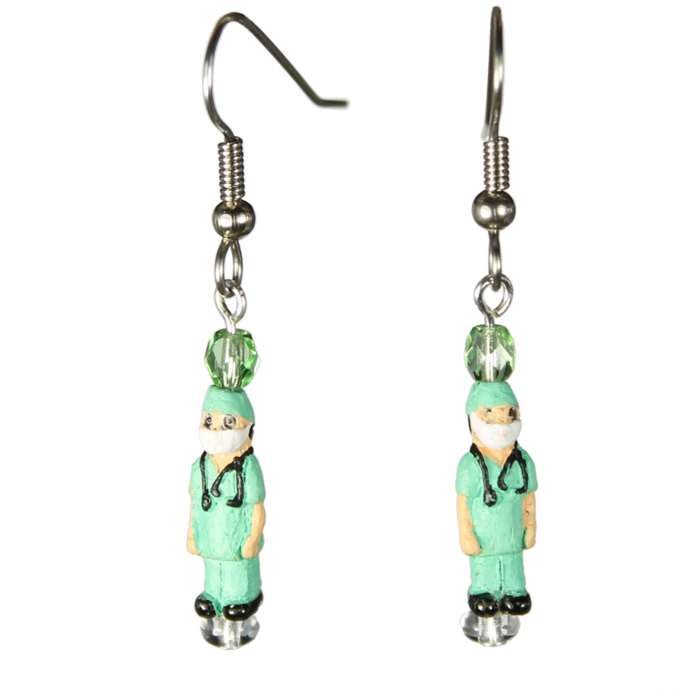 Doctor Teeny Tiny Peruvian Ceramic Earrings