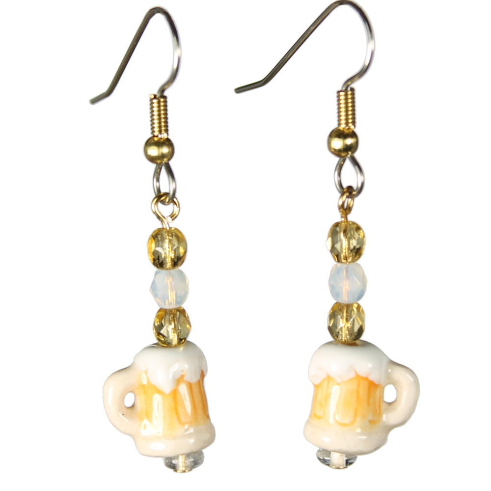 Beer Mug Teeny Tiny Peruvian Ceramic Earrings