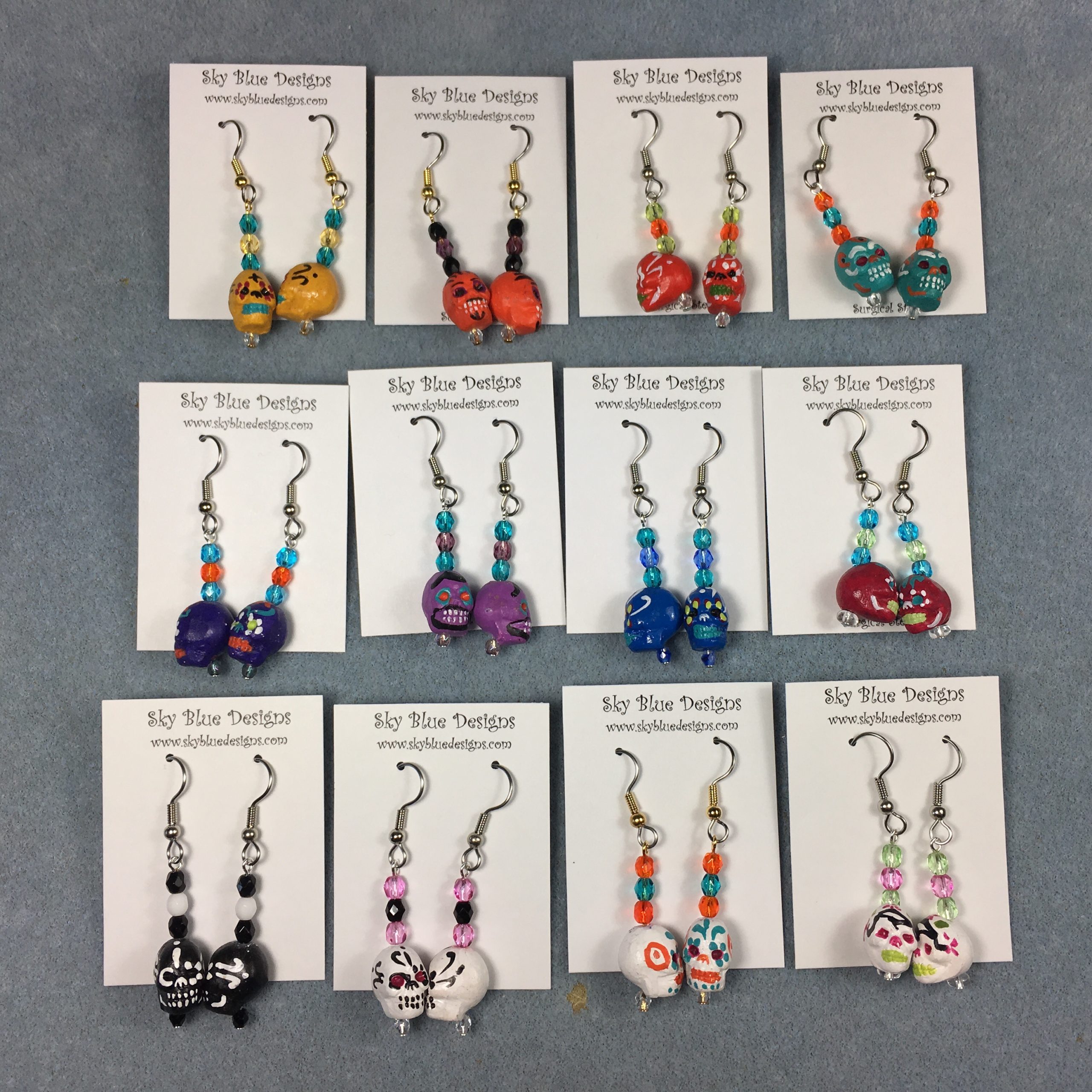 Sugar Skull Teeny Tiny Peruvian Ceramic Earring