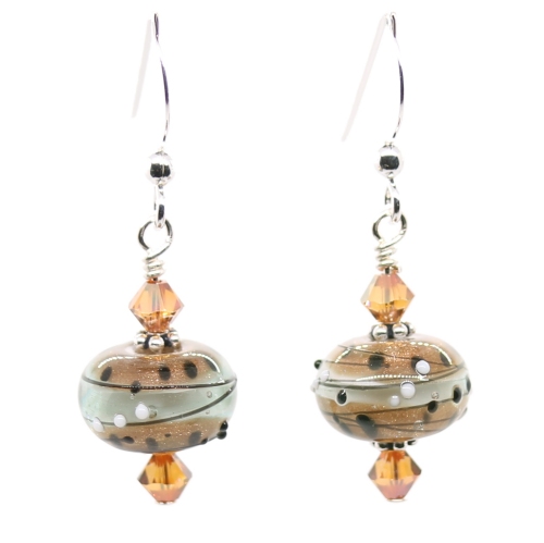 Smokey Bronze Rondelle Earrings - Style 1