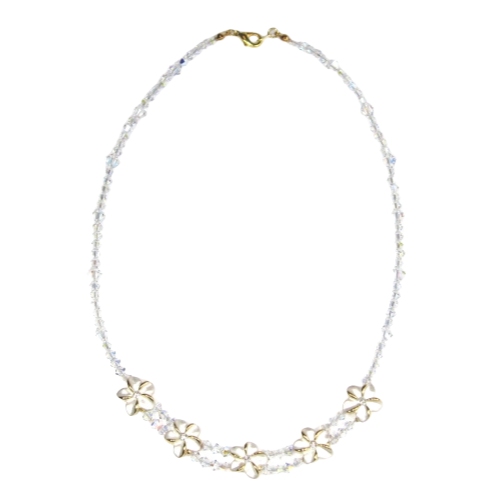 Crystal AB Five Plumeria Necklace - Image 2