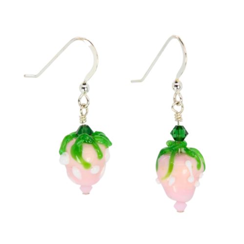 Opaque Pink Strawberry Earrings - Beads by Nicole