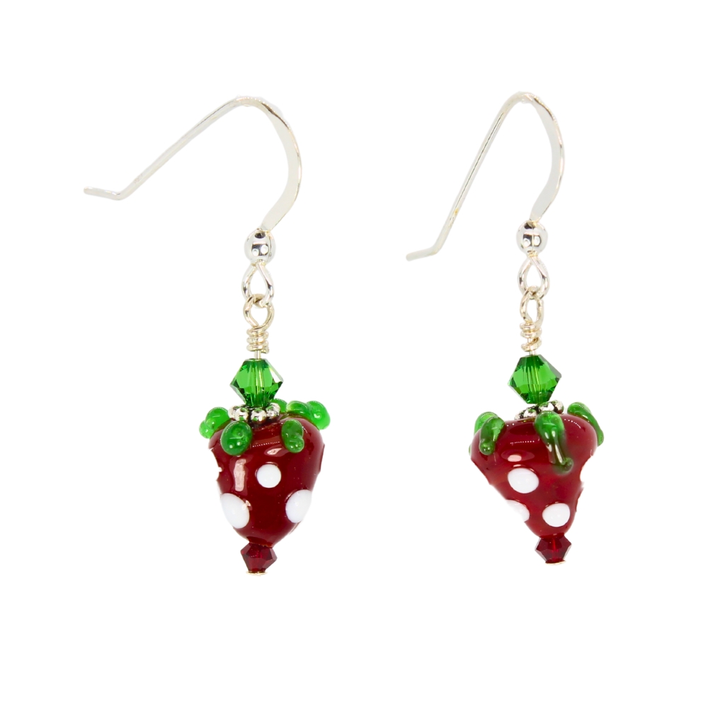 Opaque Red Strawberry Earrings - Beads by Nicole