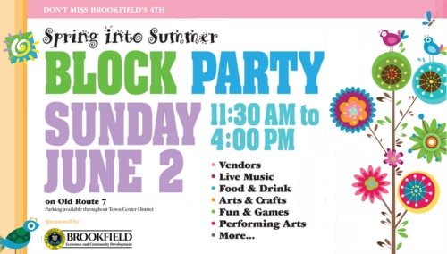 Brookfield Spring into Summer Block Party banner