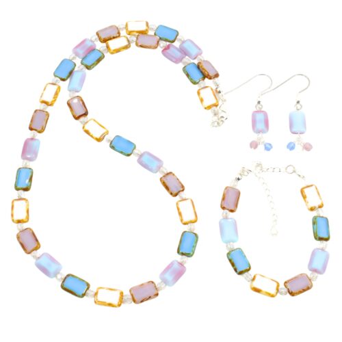 Budgie Table Cut Bird Inspired Jewelry Set