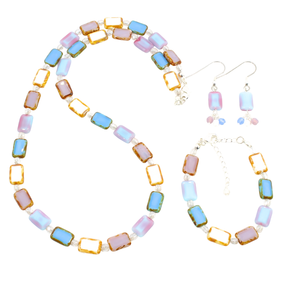 Budgie Table Cut Bird Inspired Jewelry Set