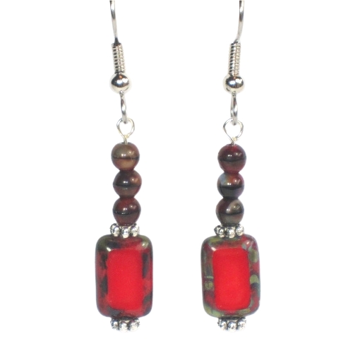 Red Picasso Table Cut Earrings