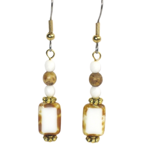 White Picasso Table Cut Earrings