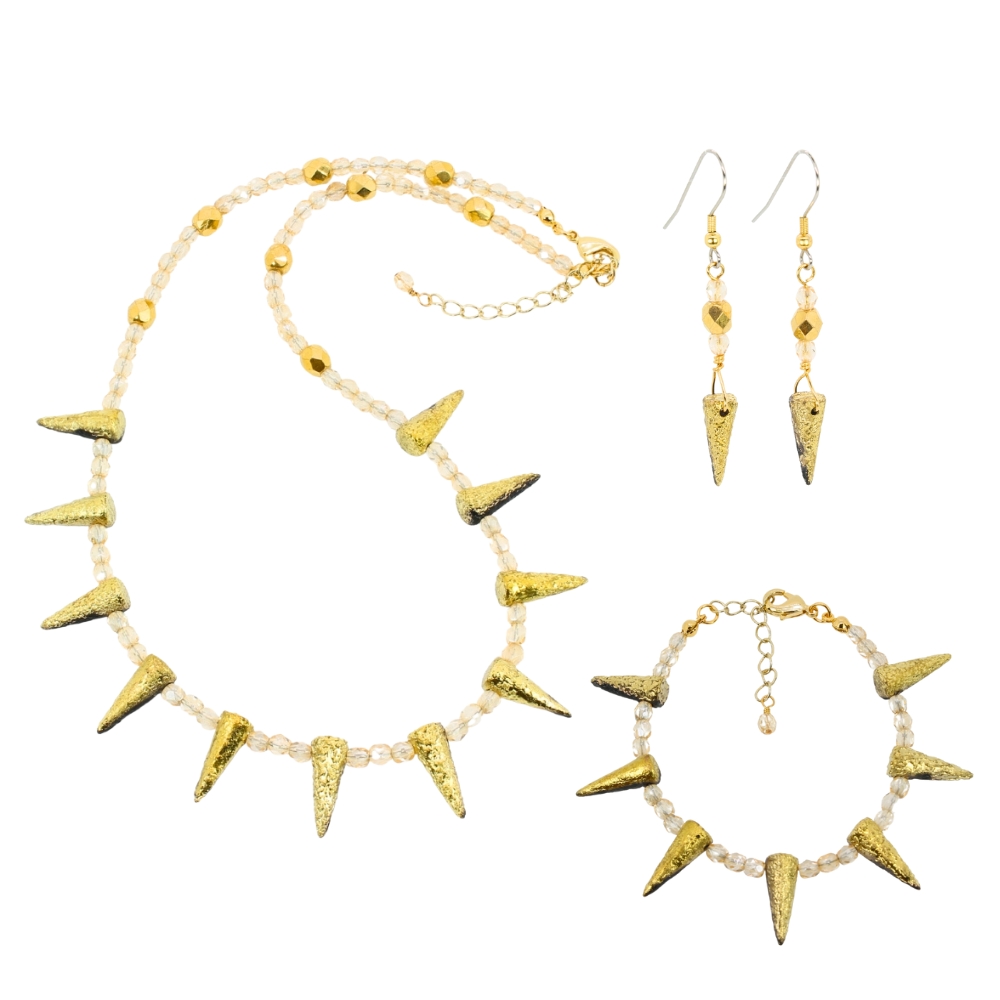 Half Gold Czech Glass Spike Set