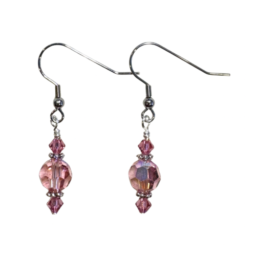 Pink Deluxe Plumeria Swarovski Crystal Earrings