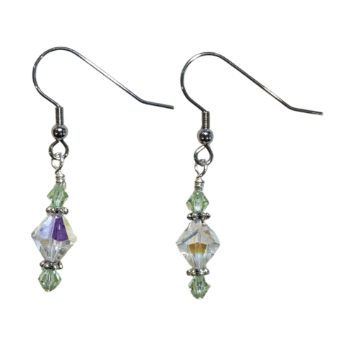 White Deluxe Plumeria Swarovski Crystal Earrings