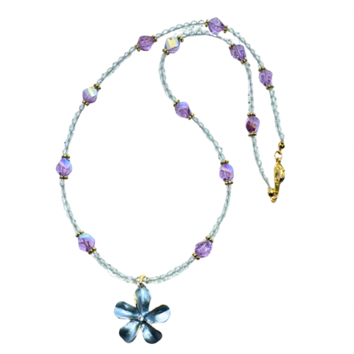 Blue Deluxe Plumeria Necklace